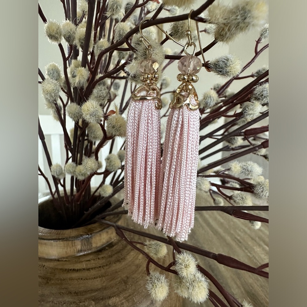 ✨Beautiful Pale Pink Pastel Tassel Earrings